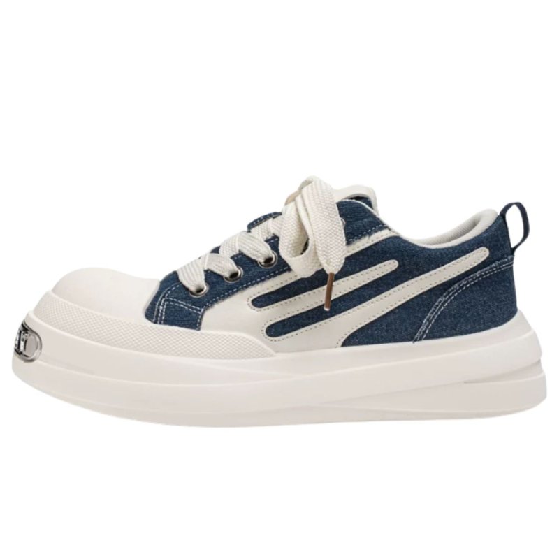 画像1: Unisex Big-Head & Metal-Accented Platform Lace-Up Sneakers　ユニセックス 男女兼用 厚底ビッグヘッド＆メタルレースアップスニーカー (1)
