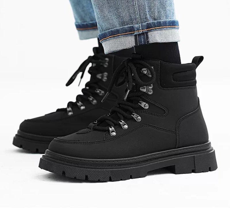 画像5: High-top lace-up work/combat boots　男女兼用ユニセックスレザーハイカットレースアップマーティンワークブーツ (5)