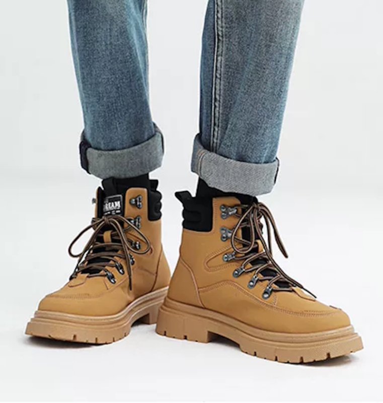 画像4: High-top lace-up work/combat boots　男女兼用ユニセックスレザーハイカットレースアップマーティンワークブーツ (4)