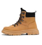 画像1: High-top lace-up work/combat boots　男女兼用ユニセックスレザーハイカットレースアップマーティンワークブーツ (1)
