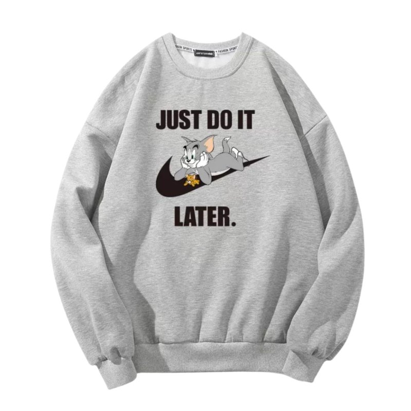 画像1: JUST DO IT LATER Big Tom and Jerry Broken swoosh sweat  ユニセックス男女兼用 トムとジェリー スウォッシュ スウェットトレーナー (1)