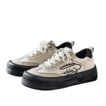 画像6: Unisex Platform Canvas German-Style Lace-Up Sneakers　ユニセックス 男女兼用 厚底キャンバスジャーマニースタイルレースアップスニーカー (6)