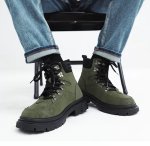 画像6: High-top lace-up work/combat boots　男女兼用ユニセックスレザーハイカットレースアップマーティンワークブーツ (6)