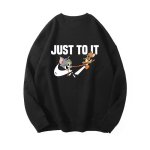 画像2: SALE セール Nasa Tom & Jerry JUST TO IT Broken Swoosh print Sweat Shirt  ユニセックス 男女兼用 ナサ トムとジェリー トム＆ジェリー ブロークンスウッシュ プリント スウェットシャツ トレーナー  (2)