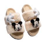 画像1: Mickey Mouse plush platform fur sandal slippers shoes ミッキーマウス ファー ぬいぐるみ 厚底 ファー サンダル スリッパ シューズ (1)