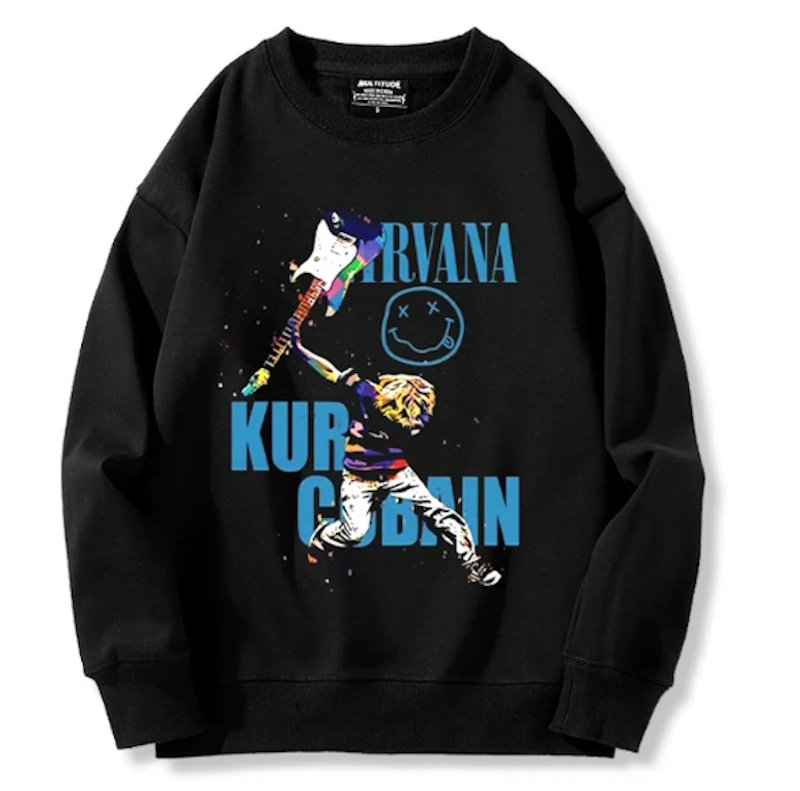 画像2: Nirvana Photo Print x Smile Sweatshirt ユニセックス男女兼用ニルヴァーナフォトプリント×スマイル スウェットトレーナー (2)