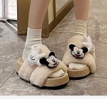 画像2: Mickey Mouse plush platform fur sandal slippers shoes ミッキーマウス ファー ぬいぐるみ 厚底 ファー サンダル スリッパ シューズ (2)