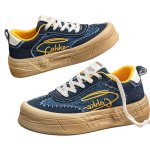 画像4: Unisex Platform Canvas German-Style Lace-Up Sneakers　ユニセックス 男女兼用 厚底キャンバスジャーマニースタイルレースアップスニーカー (4)