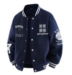 画像1:  KXBS Emblem Logo Embroidered Varsity Jacket Baseball Jacket ユニセックス男女兼用KXBSエンブレムロゴ刺繍スタジアムジャンパー スタジャン (1)