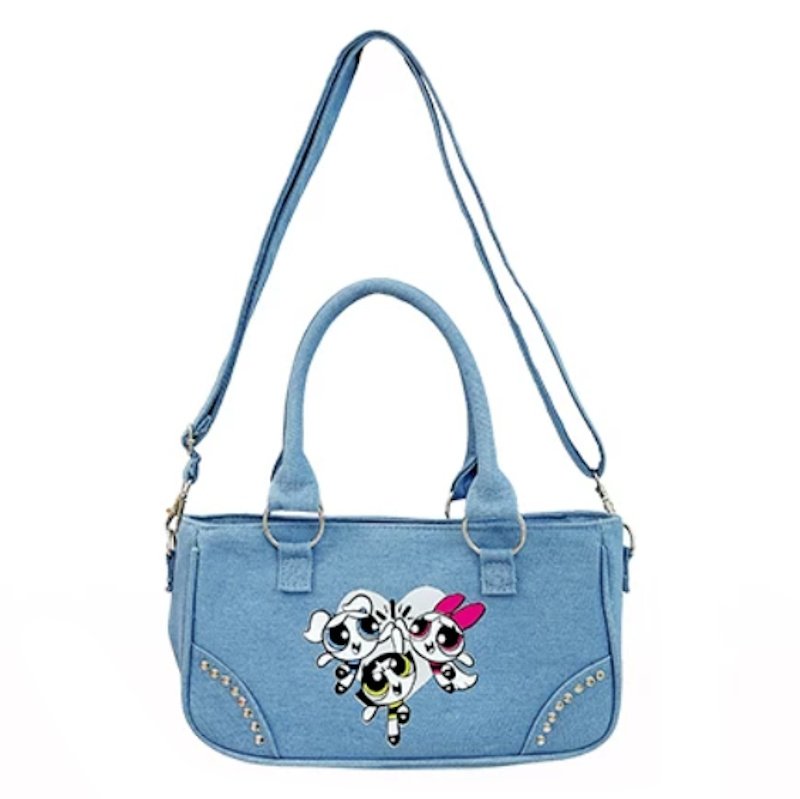 画像1: Puff Powerpuff Girls Denim Mini Tote Shoulder BagCrossbody Bag　パフパワフルガールズデニムミニトートショルダークロスボディーバッグ (1)