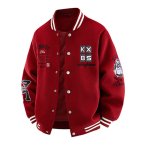 画像4:  KXBS Emblem Logo Embroidered Varsity Jacket Baseball Jacket ユニセックス男女兼用KXBSエンブレムロゴ刺繍スタジアムジャンパー スタジャン (4)