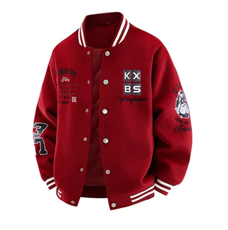 画像4:  KXBS Emblem Logo Embroidered Varsity Jacket Baseball Jacket ユニセックス男女兼用KXBSエンブレムロゴ刺繍スタジアムジャンパー スタジャン (4)