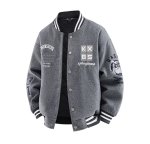 画像2:  KXBS Emblem Logo Embroidered Varsity Jacket Baseball Jacket ユニセックス男女兼用KXBSエンブレムロゴ刺繍スタジアムジャンパー スタジャン (2)