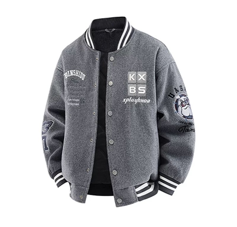 画像2:  KXBS Emblem Logo Embroidered Varsity Jacket Baseball Jacket ユニセックス男女兼用KXBSエンブレムロゴ刺繍スタジアムジャンパー スタジャン (2)