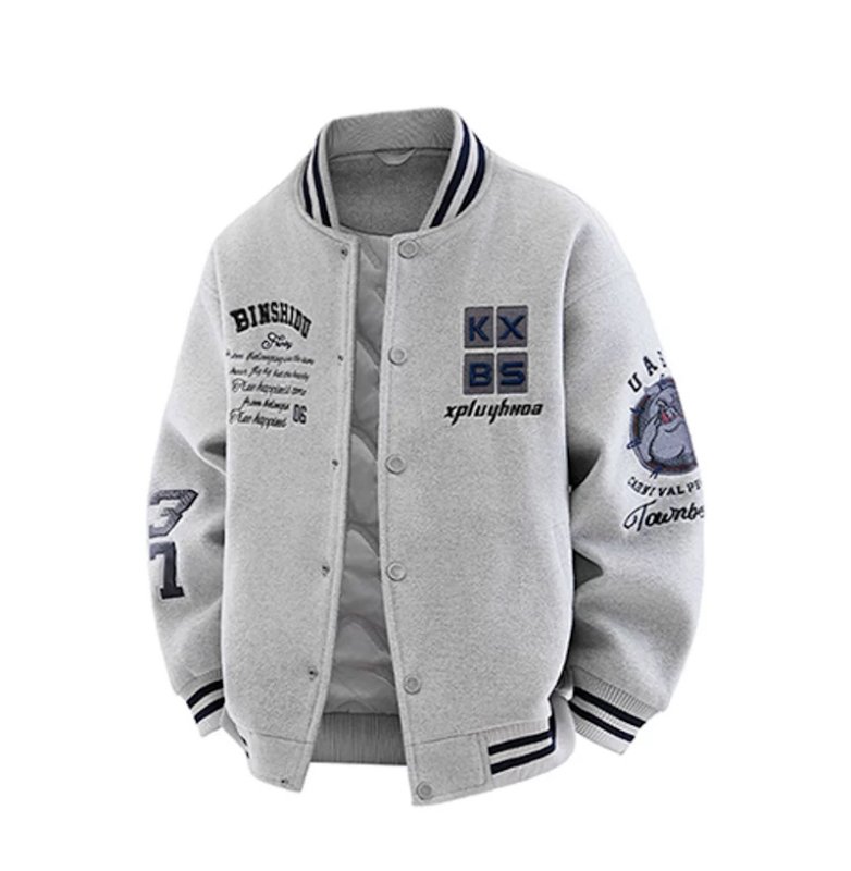 画像3:  KXBS Emblem Logo Embroidered Varsity Jacket Baseball Jacket ユニセックス男女兼用KXBSエンブレムロゴ刺繍スタジアムジャンパー スタジャン (3)
