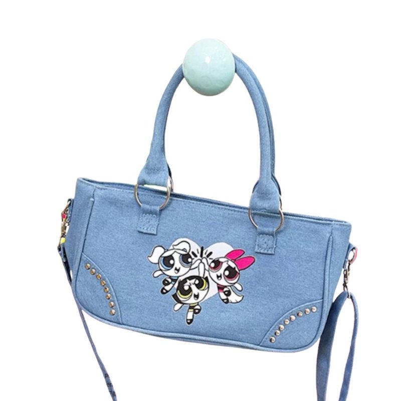 画像4: Puff Powerpuff Girls Denim Mini Tote Shoulder BagCrossbody Bag　パフパワフルガールズデニムミニトートショルダークロスボディーバッグ (4)
