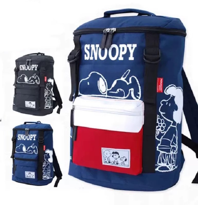 画像4: Snoopy & Friends & Lucy Square Backpack　ユニセックス男女兼用スヌーピー×フレンズ×ルーシー スクエアバックパック リュックトートショルダーバッグ (4)