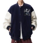 画像2: ROVEN Arc de Triomphe embroideryJacket Baseball Jacket ユニセックス男女兼用エトワール凱旋門刺繍スタジアムジャンパー スタジャン (2)
