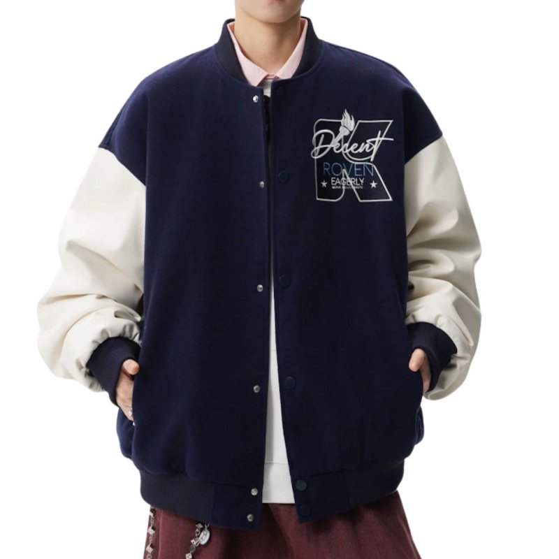 画像2: ROVEN Arc de Triomphe embroideryJacket Baseball Jacket ユニセックス男女兼用エトワール凱旋門刺繍スタジアムジャンパー スタジャン (2)