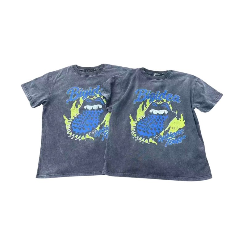 画像2: Unisex TSAOOJ Rolling Stones Flame Tongue Print Lips T-Shirt　男女兼用 TSAOOJ ローリングストーンズ フレイムタンプリントベロヴィンテージ風 半袖 Tシャツ  バンドT (2)