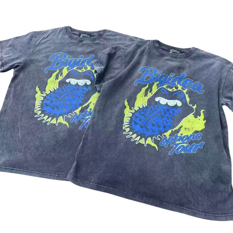 画像3: Unisex TSAOOJ Rolling Stones Flame Tongue Print Lips T-Shirt　男女兼用 TSAOOJ ローリングストーンズ フレイムタンプリントベロヴィンテージ風 半袖 Tシャツ  バンドT (3)
