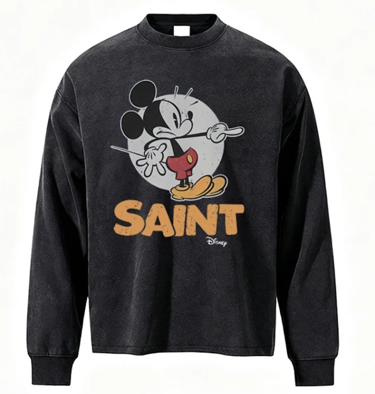 画像1: Unisex Mickey Mouse Vintage-Style Long-Sleeve T-Shirt　男女兼用ミッキーマウスビンテージスタイル長袖Ｔシャツ (1)