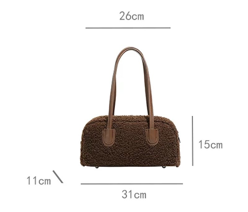 画像5: Horizontal faux-fur tote/shoulder/underarm bag　横長ファートートショルダーアンダーアームバッグ (5)