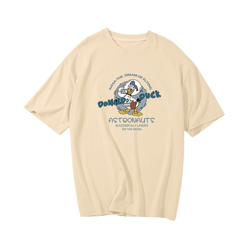 画像3: Astronauts Donald duck Print Short Sleeve T-Shirt ドナルドダック 宇宙飛行士 プリント ラウンドネック Tシャツ ユニセックス 男女兼用 (3)