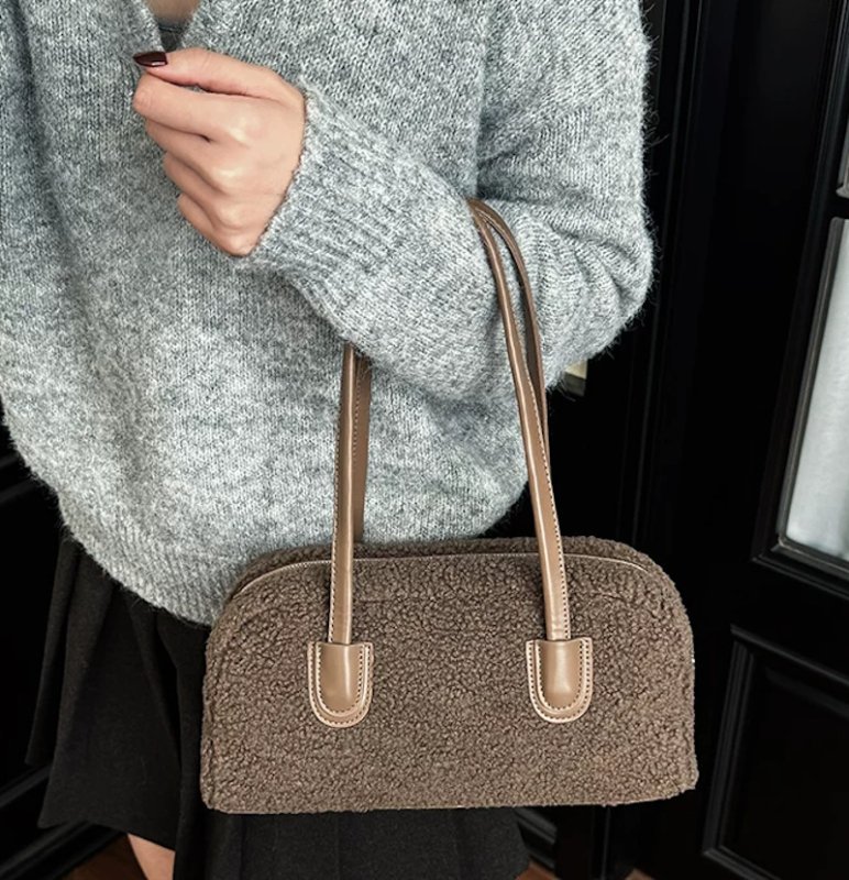 画像8: Horizontal faux-fur tote/shoulder/underarm bag　横長ファートートショルダーアンダーアームバッグ (8)