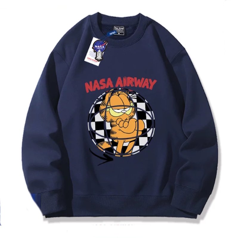 画像1: Unisex NASA x Damiesphere Sphere x Garfield Sweatshirt　ユニセックス 男女兼用NASA×ダミエスフィア球体×ガーフィールドスウェットガーフィールドプリント フーディーパーカースウェット (1)