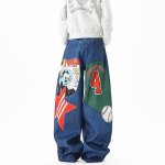 画像1: Felix the cat barrel leg jeans pants 男女兼用 ユニセックス フィリックス・ザ・キャット バレルレッグ ジーンズ ワイドパンツ (1)