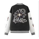 画像7: TFOUR Stand-Collar Varsity Jacket with Leather Sleeves and American-Style Embroidery　ユニセックス男女兼用TFOURスタンドカラーレザースリーブ アメリカン刺繍スタジアムジャケット (7)