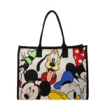 画像1: Mickey & Minnie & Donald Duck Canvas Book Tote Shoulder Bag ユニセックス男女兼用ミッキー＆ミニー＆ドナルドダック キャンバスエコ ブックトート ショルダーバッグ  (1)
