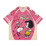 画像2: Unisex Tom and Jerry ＆ Snoopy  V-Neck 3D  Uniform T-Shirt ユニセックス 男女兼用 トムとジェリー スヌーピー Vネック ユニホームTシャツ Vネック カラーブロック 半袖 (2)