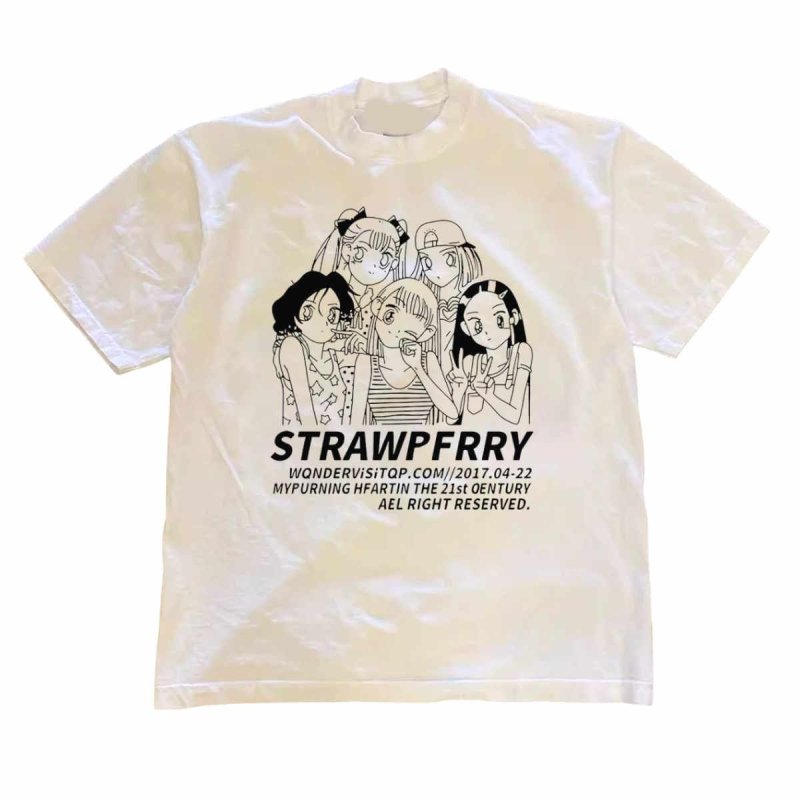 画像2: SALE セール Unisex STRAWPFRRY Girls Paint  t-shirt  男女兼用 ユニセックス ガールズプリントTシャツ (2)