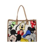 画像4: Mickey & Minnie & Donald Duck Canvas Book Tote Shoulder Bag ユニセックス男女兼用ミッキー＆ミニー＆ドナルドダック キャンバスエコ ブックトート ショルダーバッグ  (4)