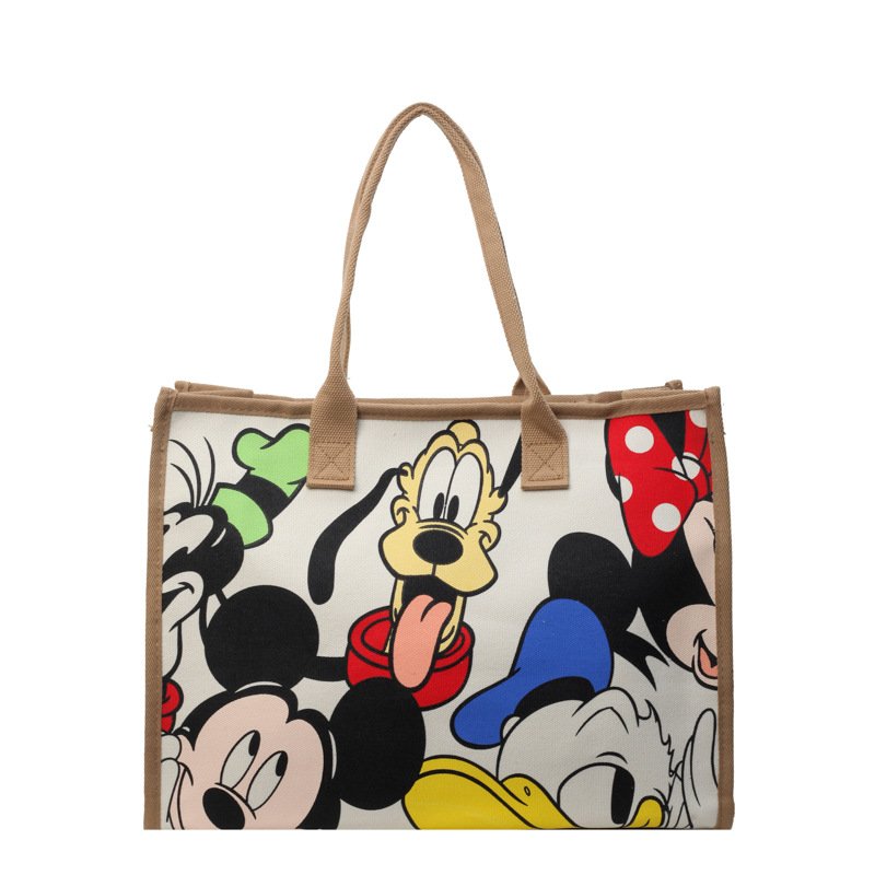 画像4: Mickey & Minnie & Donald Duck Canvas Book Tote Shoulder Bag ユニセックス男女兼用ミッキー＆ミニー＆ドナルドダック キャンバスエコ ブックトート ショルダーバッグ  (4)