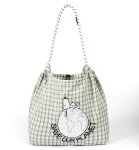 画像3: Snoopy Embroidered Plaid Tote/Shoulder Bag (Ball & Chain)　ユニセックス男女兼用スヌーピー刺繍チェック柄トートショルダーボール&チェーンバッグ (3)
