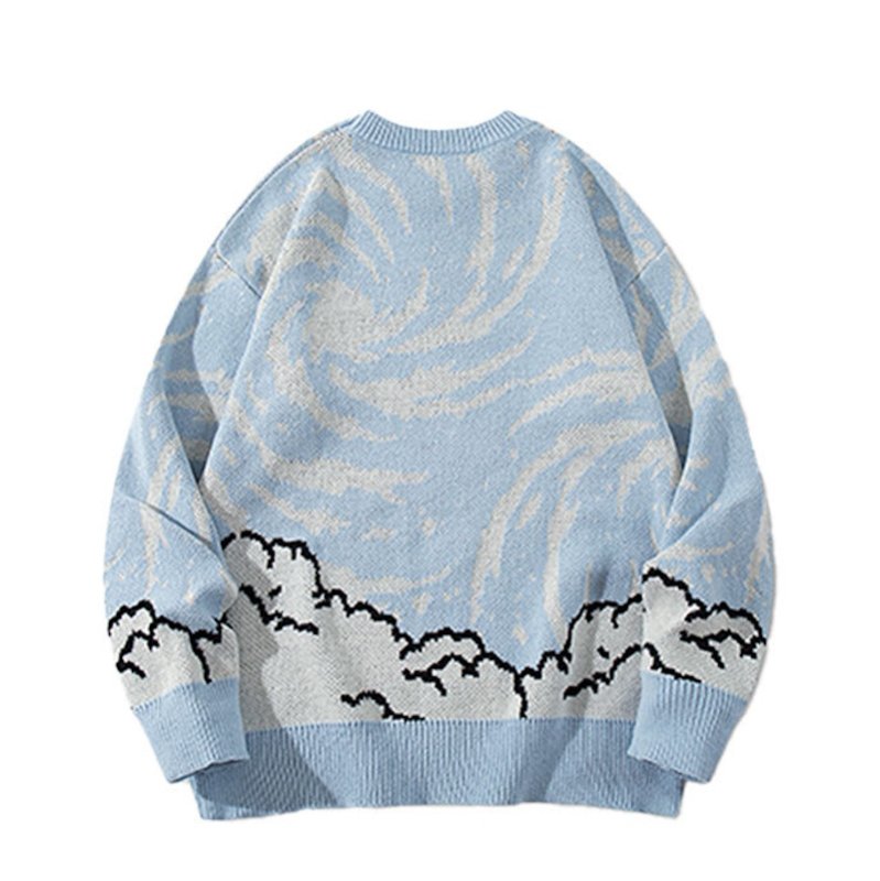 画像3: Comic-patterned cable-knit round-neck sweater ユニセックス 男女兼用 コミック編み込みクルーネックセーター (3)