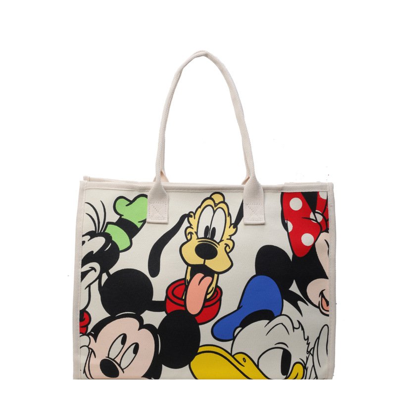 画像3: Mickey & Minnie & Donald Duck Canvas Book Tote Shoulder Bag ユニセックス男女兼用ミッキー＆ミニー＆ドナルドダック キャンバスエコ ブックトート ショルダーバッグ  (3)