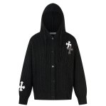 画像2:  Unisex Cross Emblem Hoodie Sweater Knitwear Cardigan　ユニセックス男女兼用クロスエンブレムフーディセーター ニットニットカーディガン 長袖セーター  (2)