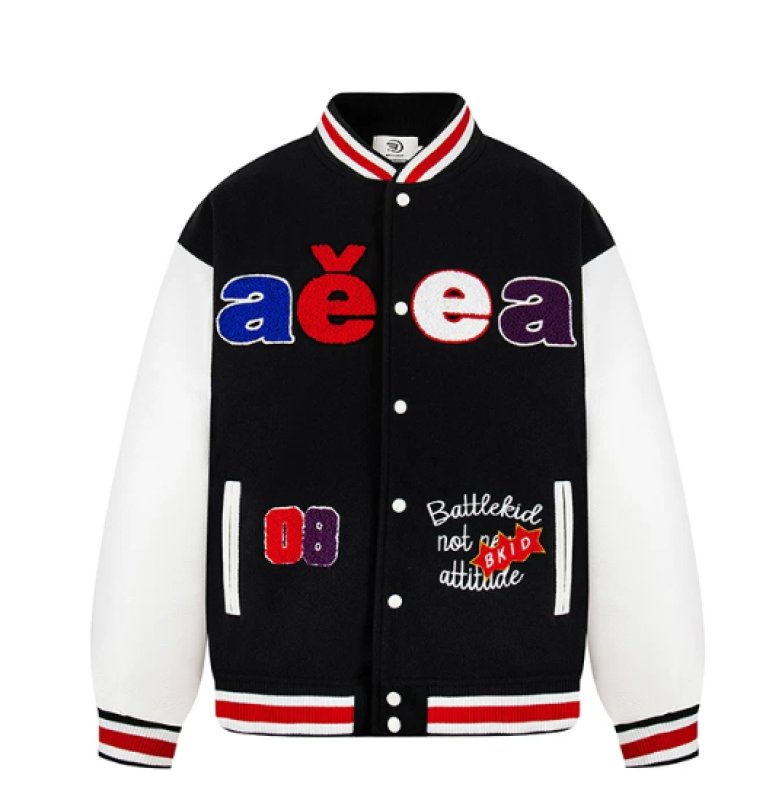 画像5: Letter-Embroidered Color-Block Stadium Jacket Baseball Jacket ユニセックス男女兼用レター刺繍カラーブロックスタジアムジャンパー スタジャン (5)