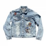 画像1: Astronaut & Heart Emblem Distressed Denim Jacket ユニセックス男女兼用宇宙飛行士＆ハートエンブレム ダメージデニムGジャン (1)
