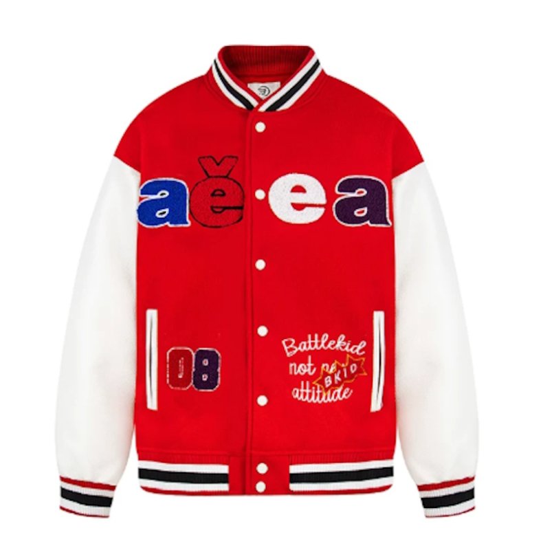 画像6: Letter-Embroidered Color-Block Stadium Jacket Baseball Jacket ユニセックス男女兼用レター刺繍カラーブロックスタジアムジャンパー スタジャン (6)