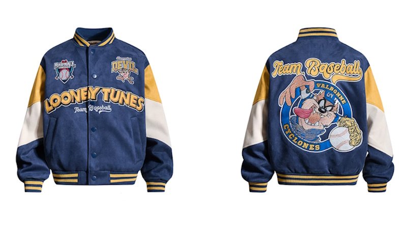 画像4: Looney Tunes Tasmanian Devil embroidery Varsity Jacket　ルーニー・テューンズタスマニアデビル刺繍 スタジアムジャケットスタジャン (4)