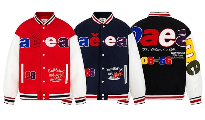 画像3: Letter-Embroidered Color-Block Stadium Jacket Baseball Jacket ユニセックス男女兼用レター刺繍カラーブロックスタジアムジャンパー スタジャン (3)