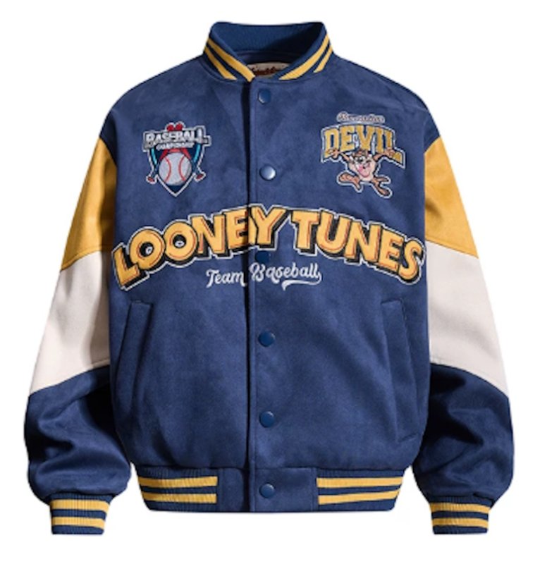 画像3: Looney Tunes Tasmanian Devil embroidery Varsity Jacket　ルーニー・テューンズタスマニアデビル刺繍 スタジアムジャケットスタジャン (3)