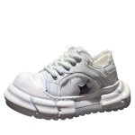 画像3: Unisex Distressed Denim Star Patchwork Platform Lace-Up Sneakersユニセックス 男女兼用 デニムスターパッチワークダメージ厚底レースアップスニーカー (3)