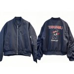 画像6: women's tspeanu Scarf-Wearing Bear Embroidery MA-1 Jacket Varsity Jacket ベア刺繍MA-1 ジャケット スタジャン (6)