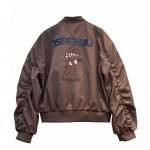画像4: women's tspeanu Scarf-Wearing Bear Embroidery MA-1 Jacket Varsity Jacket ベア刺繍MA-1 ジャケット スタジャン (4)